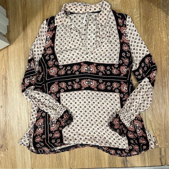 Free People Changing Times boho tunic Womens Small flowy long sleeve top - Picture 5 of 14
